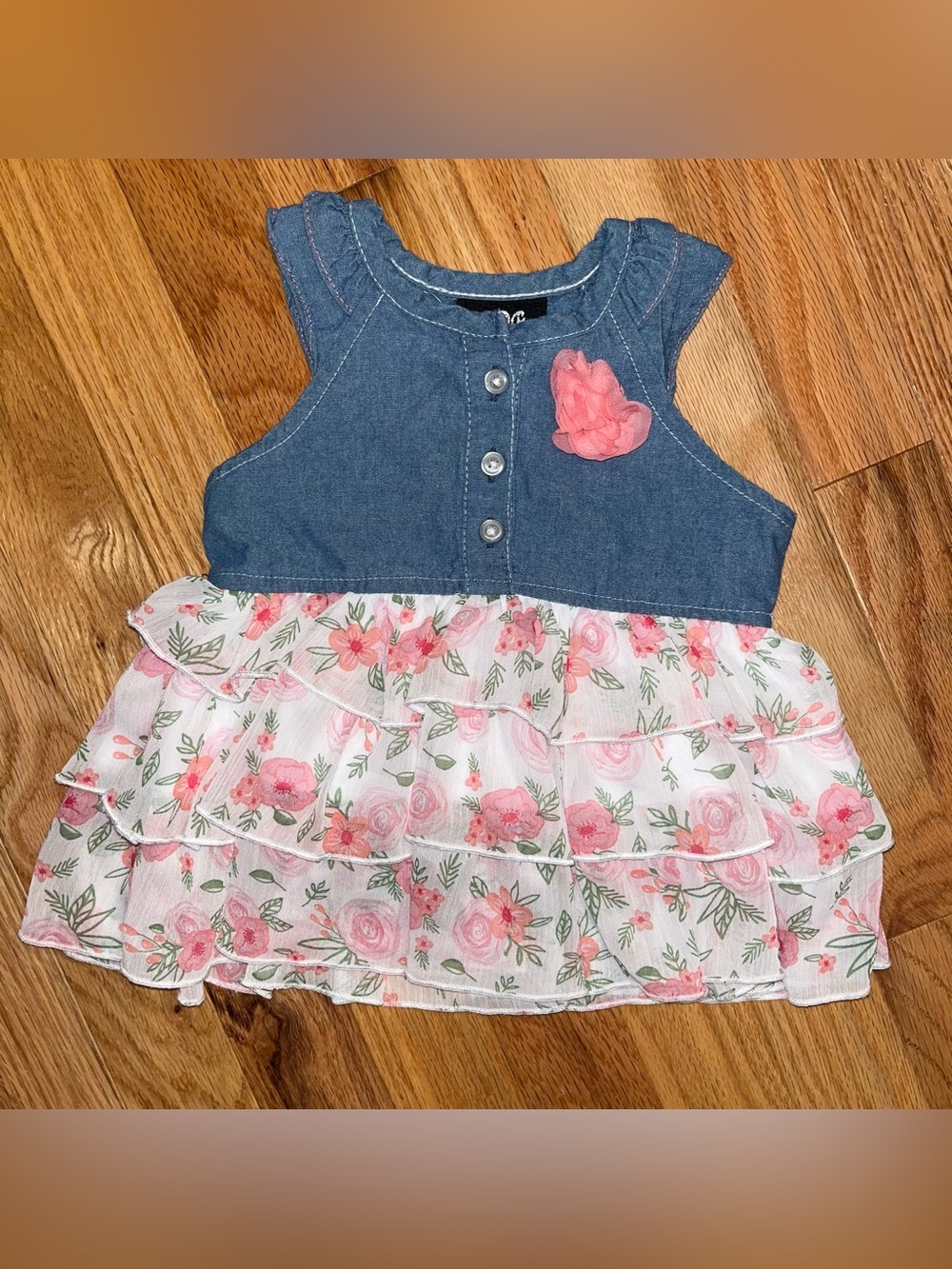 DDG Darlings Baby Girl Denim Floral Dress